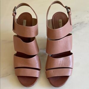 Dries Van Noten Dusty Pink Multi-Strap Leather Slingback Sandals, Size 41